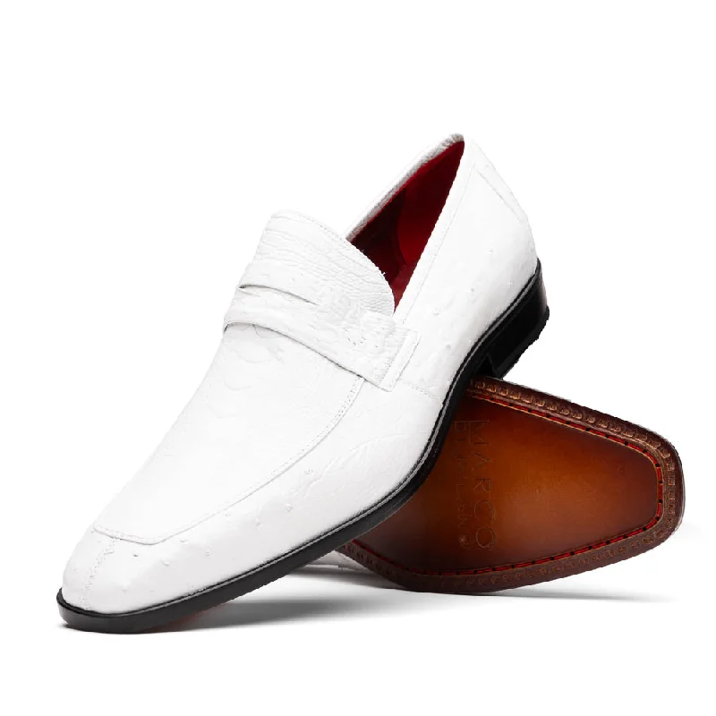 Marco Di Milano Fangio White Ostrich Leg Dress Shoes