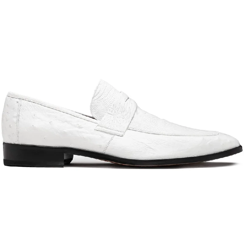 Marco Di Milano Fangio White Ostrich Leg Dress Shoes