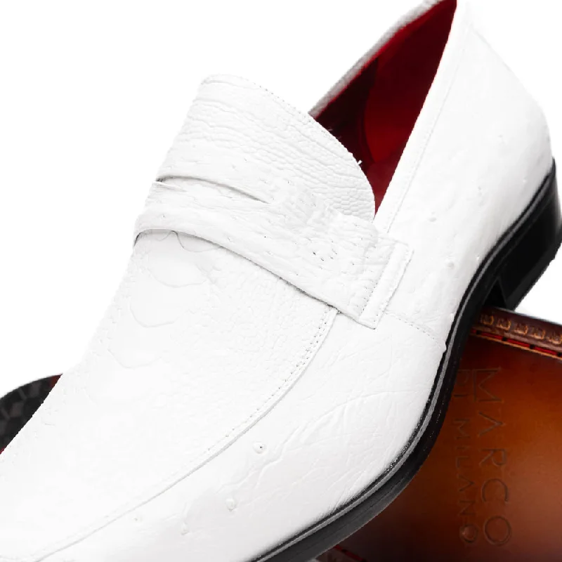 Marco Di Milano Fangio White Ostrich Leg Dress Shoes