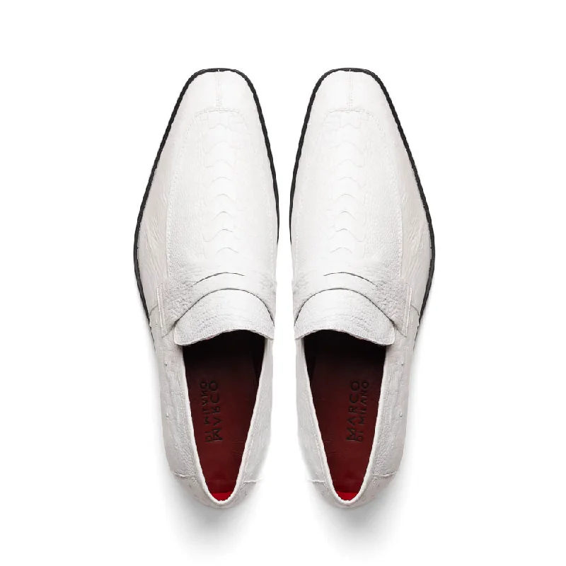 Marco Di Milano Fangio White Ostrich Leg Dress Shoes