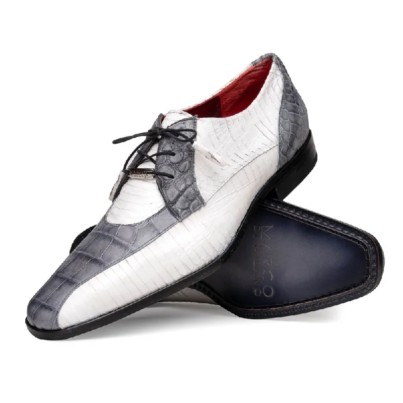 Marco Di Milano Moncalieri Gray / White Alligator & Cobra Dress Shoes