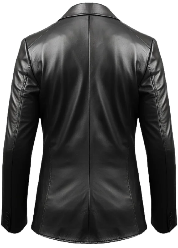 Men 2 Button Leather Coat