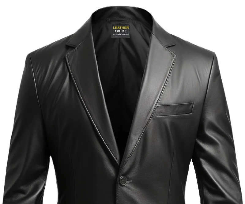 Men Black leather Blazer