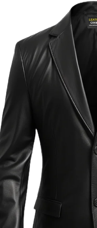 Men Black leather Blazer