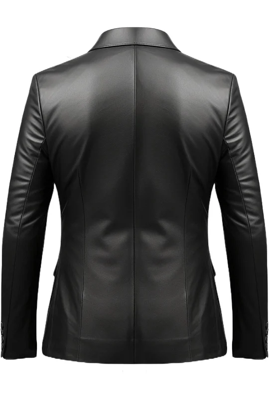 Men Black leather Blazer