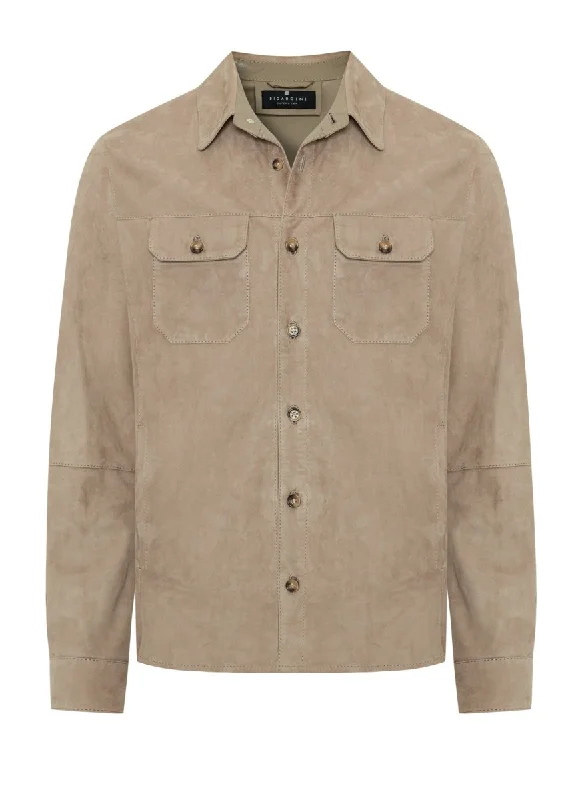 Adrien Suede Leather Overshirt - Vison