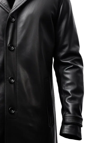 Men Leather Coat - Black Leather Coat-Leatheroxide