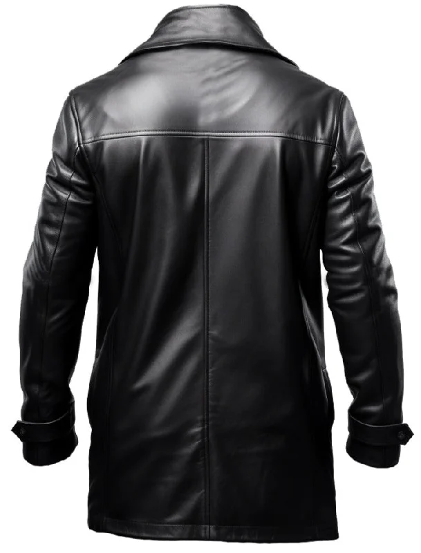 Men Leather Coat - Black Leather Coat-Leatheroxide