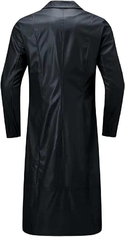 Men leather long coat