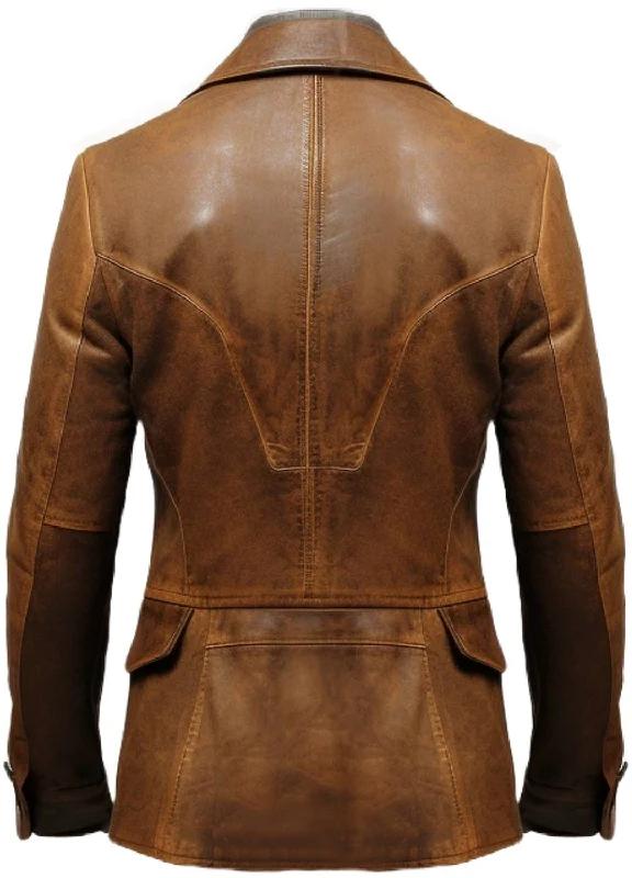 Men Two Button Leather Blazer