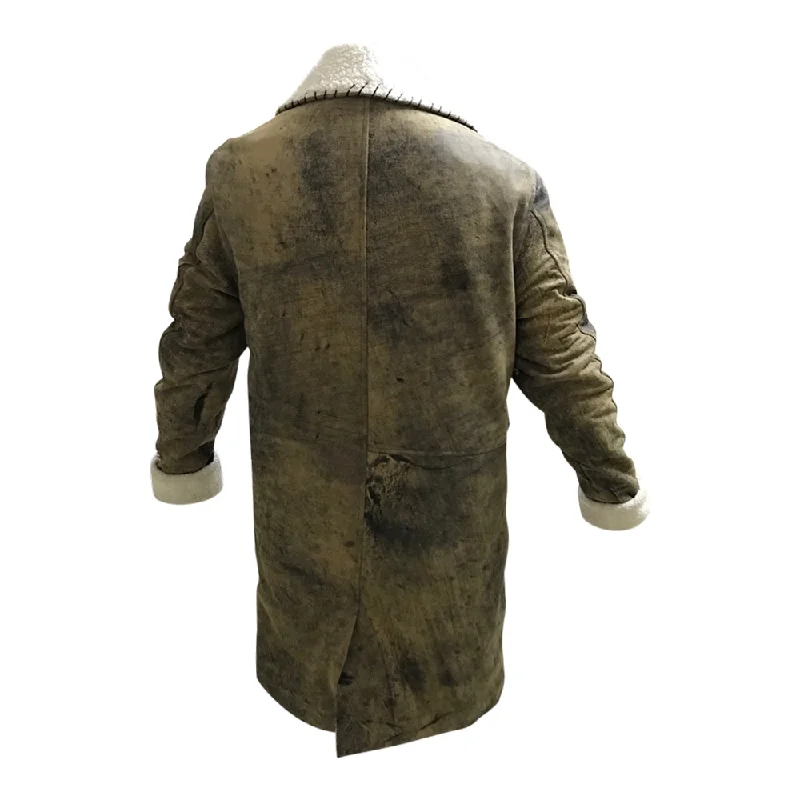 Mens Designer Distressed Jungle Leather Coat