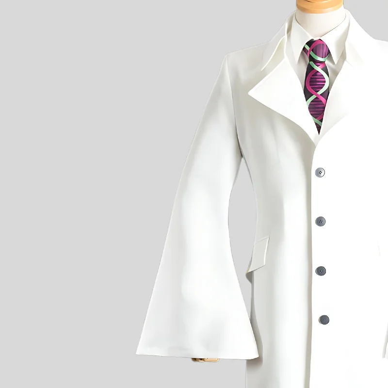 Men's Designer White Mid-Length Genuine Wool Trench Coat