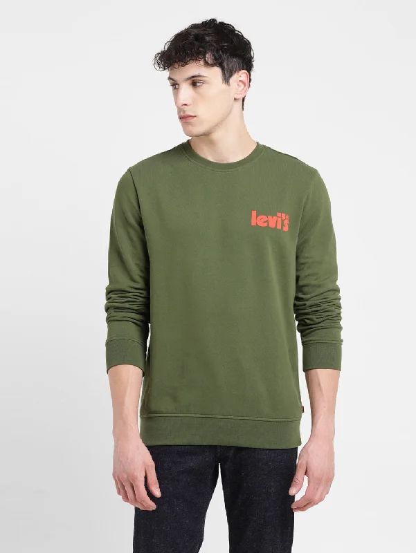 Men's Solid Green Crew Neck Sweatshirt