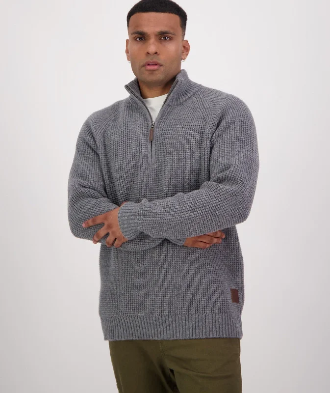 Men's Swanndri Chalky Island Waffle Jumper- Grey