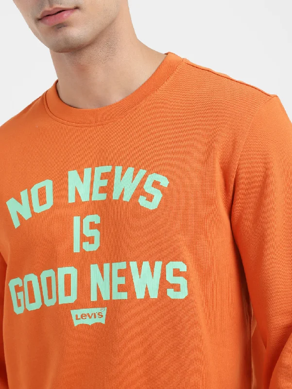 Men's Typography Crew Neck Sweatshirt Orange