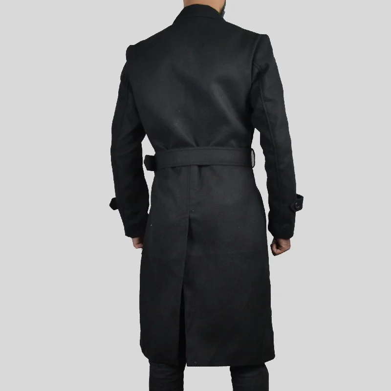 Mens Double Breasted Classic Wool Long Coat