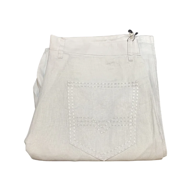 Prestige White Double Stitch Linen Pants