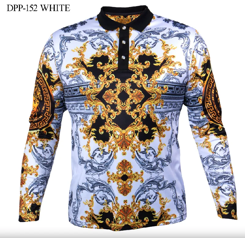 Prestige White/Gold Greek Key Long Sleeve Shirt