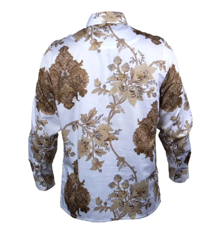 Prestige White Royal Rose Tree Button Up Shirt