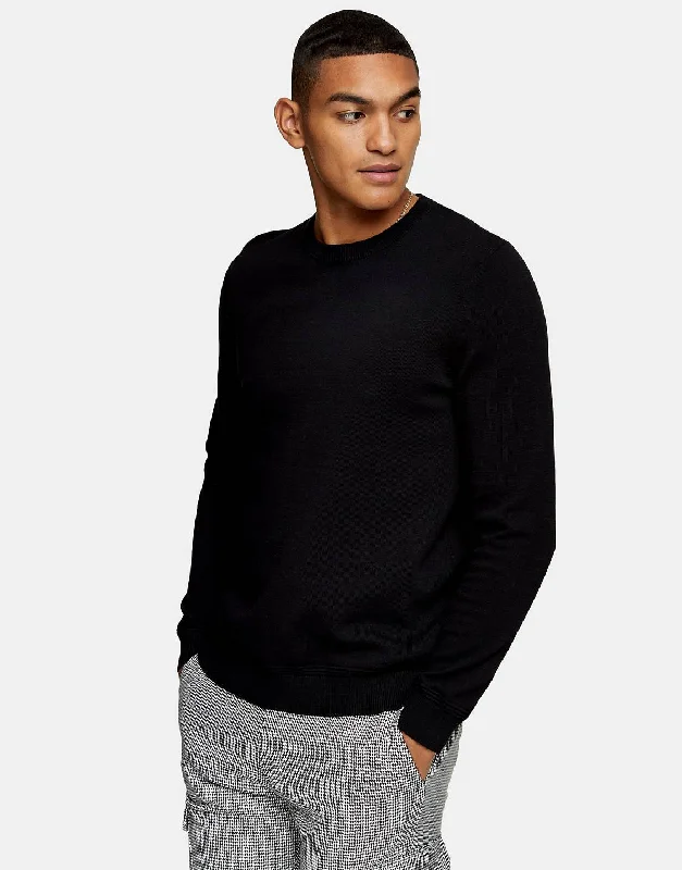 Ribbed Crew Neck Sweater Black