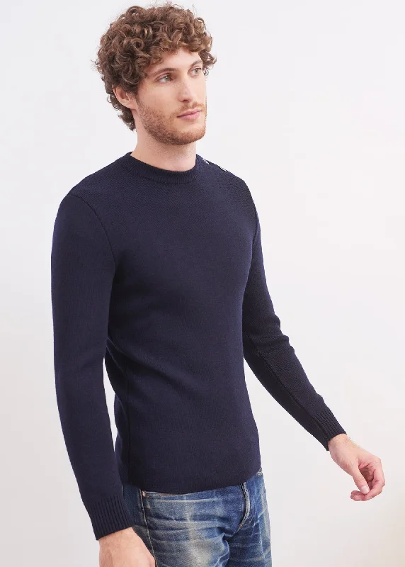 Rochefort sailor jumper - slim fit, in merino wool (NAVY)