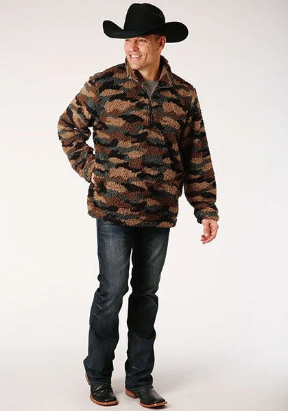 Roper Mens Brown Camo Polyester Polar Fleece Jacket 03-097-0250-6169 BR