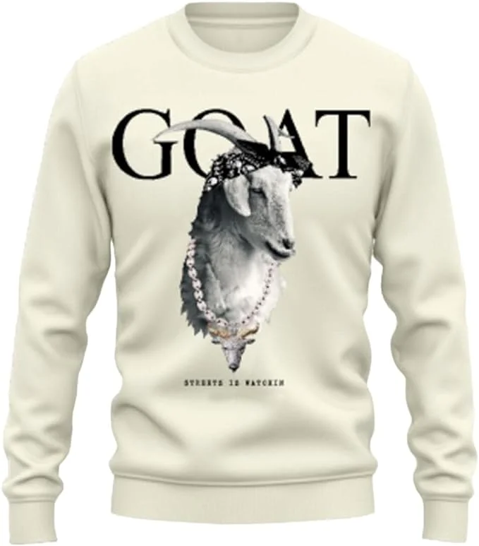 Streetz iz Watchin Men's Premium Crew Neck Fleece Goat Sweatshirt