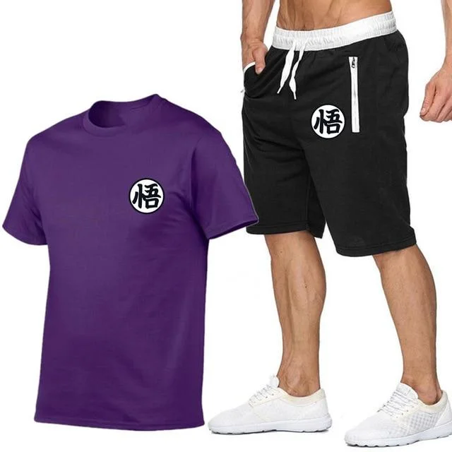 Summer Short Sets Men Casual Suits Sportswear Tracksuit cotton t-shirt+shorts high quality Casual Hip hop print brand clothing