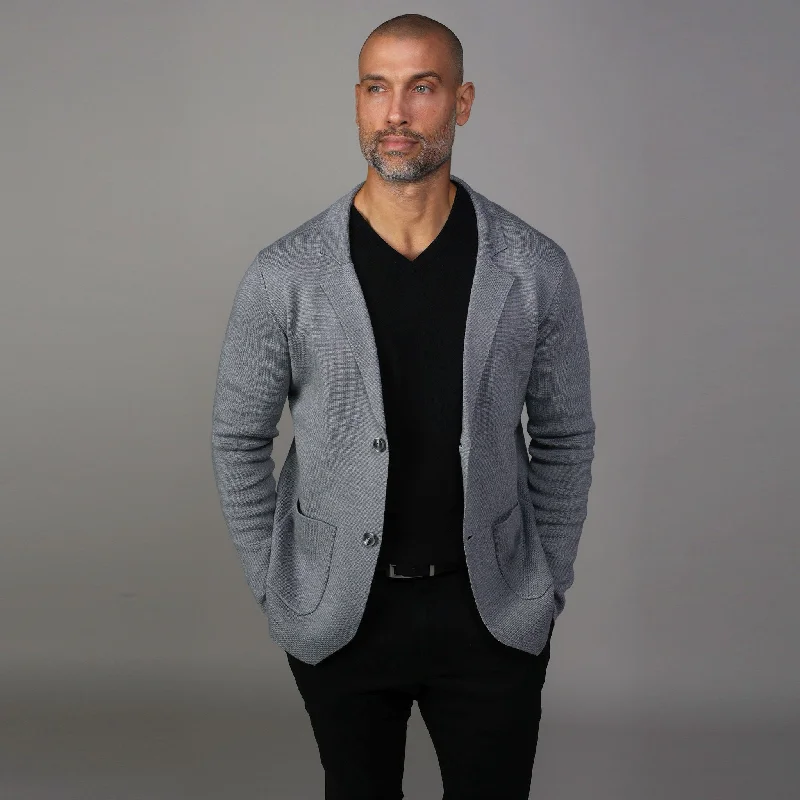 The Milano Deconstructed Knit Swazer - Grey Merino Blend Sweater Blazer