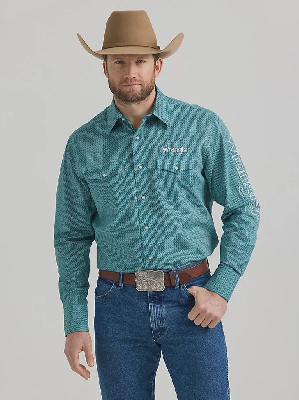 MENS WRANGLER LOGO TEAL SHIRT