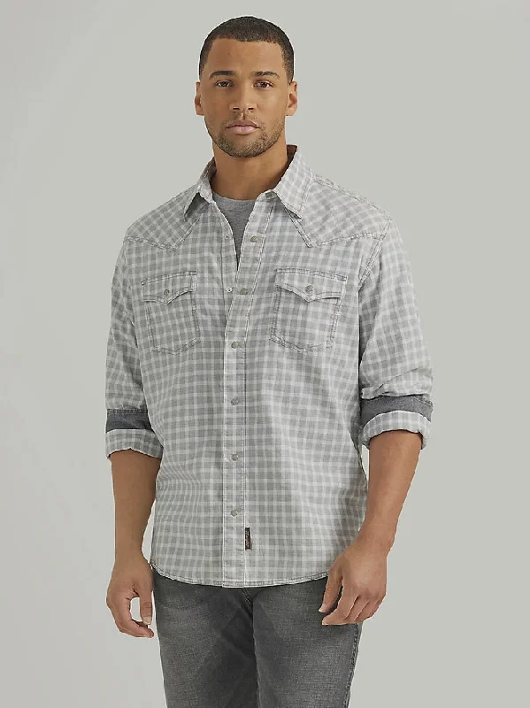 MENS RETRO GREY PLAID SHIRT