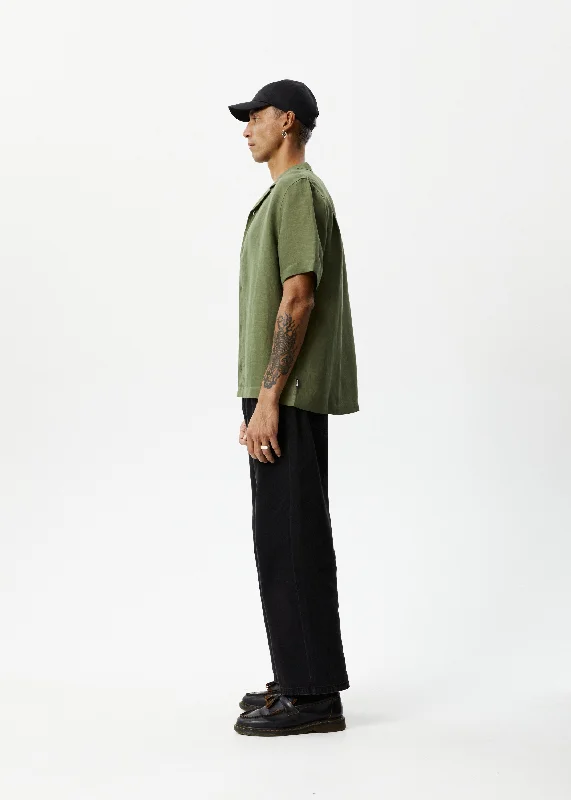 AFENDS Mens Daily - Cuban Shorts Sleeve Shirt - Military