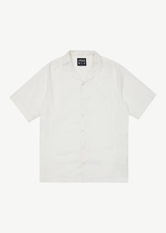 AFENDS Mens Daily - Cuban Shorts Sleeve Shirt - White