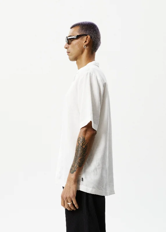 AFENDS Mens Daily - Cuban Shorts Sleeve Shirt - White