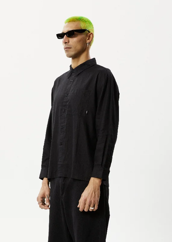 AFENDS Mens Everyday - Long Sleeve Shirt - Black