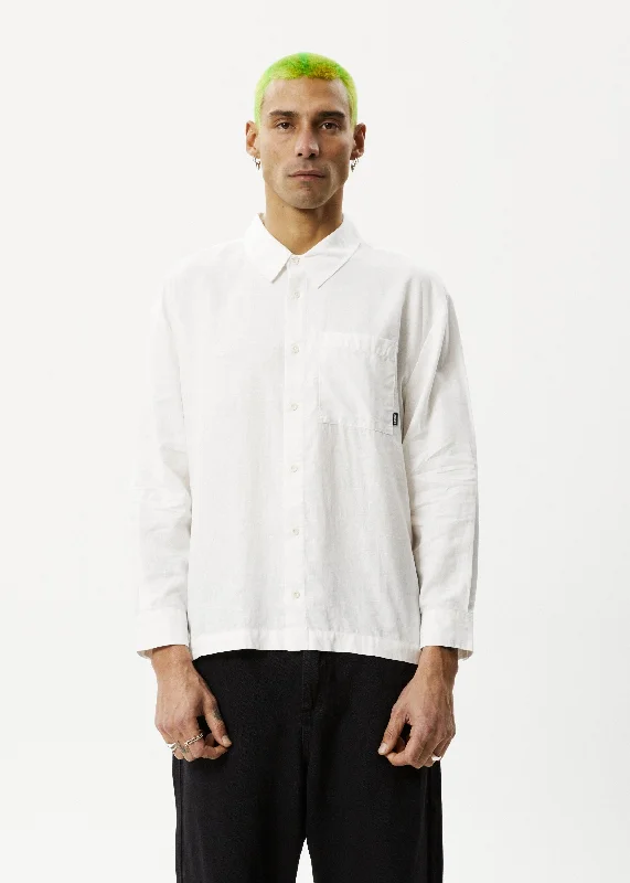 AFENDS Mens Everyday - Long Sleeve Shirt - White