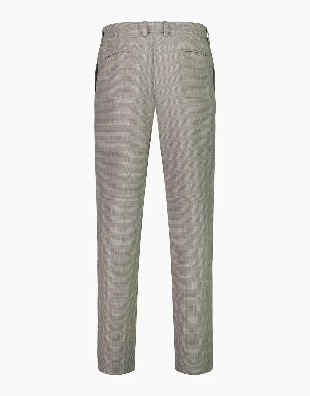 Enz Beige & Grey Check Trouser