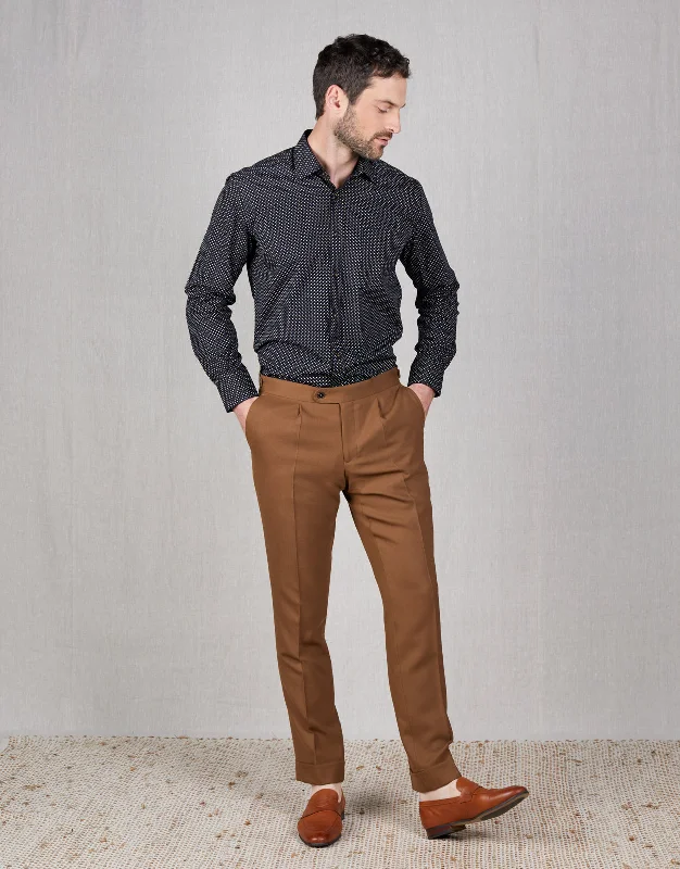 Evans Tobacco Linen Blend Twill Trouser