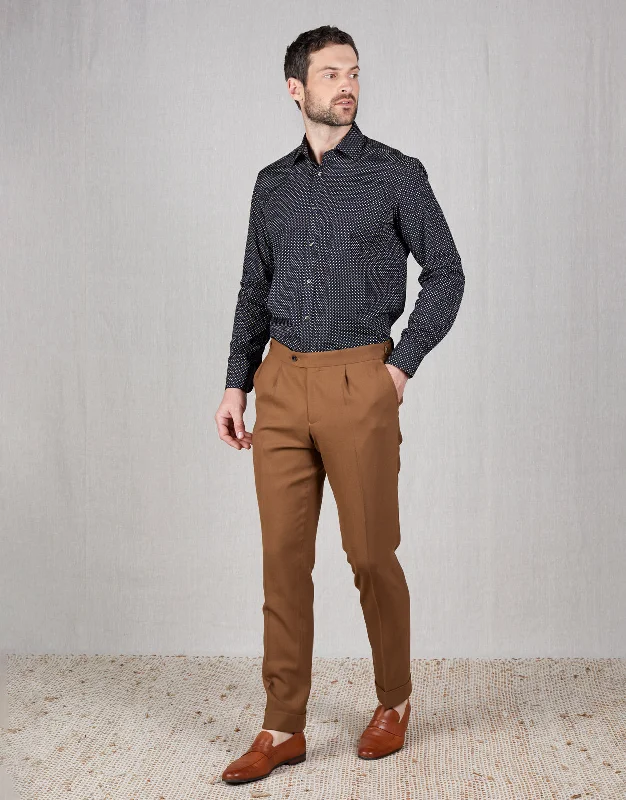 Evans Tobacco Linen Blend Twill Trouser