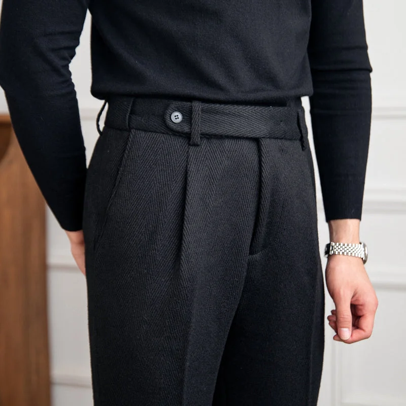 Heritage Wool Blend Herringbone Trousers