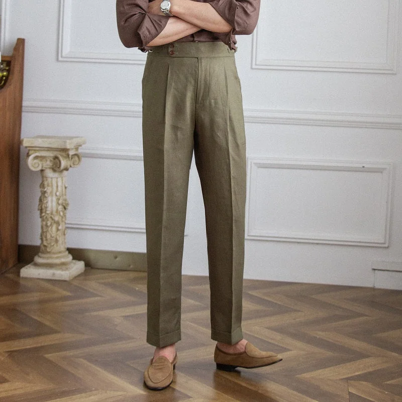 Porto Cervo Linen Pleated Trousers