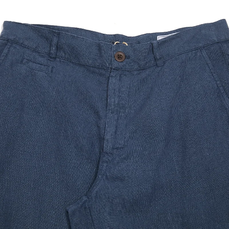 Portuguese Flannel Linen Trousers in Blue