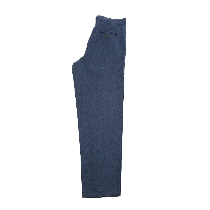 Portuguese Flannel Linen Trousers in Blue