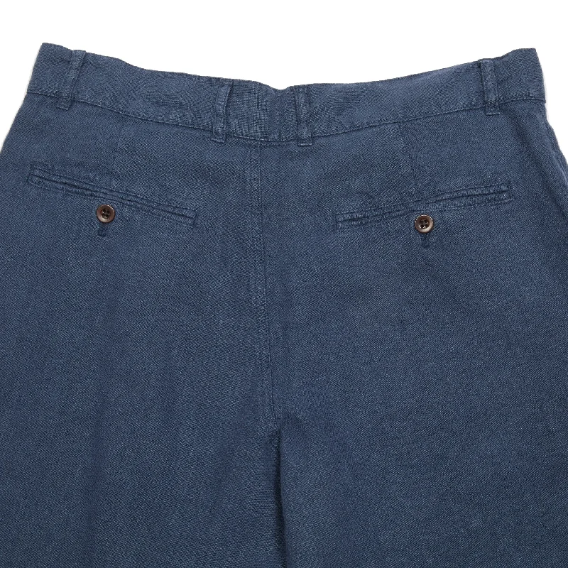 Portuguese Flannel Linen Trousers in Blue