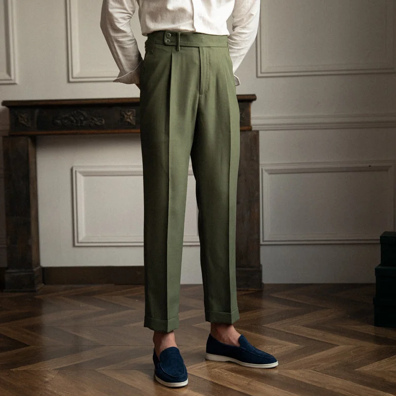 Tuscany Double Button Closure Pleated Trousers