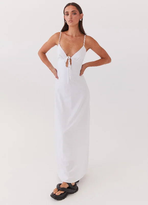 Flora Linen Maxi Dress - White