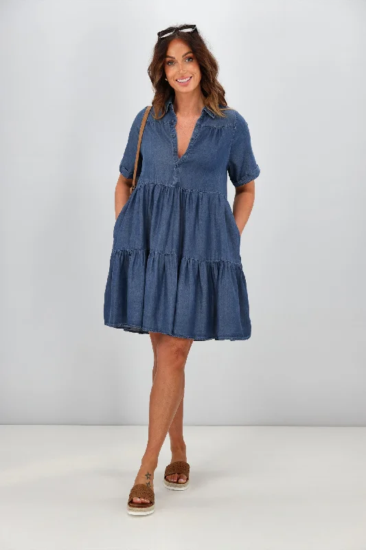 Sass Danielle Dress Dark Wash