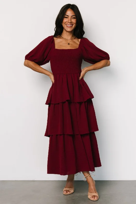 Ashbourne Tiered Dress | Burgundy