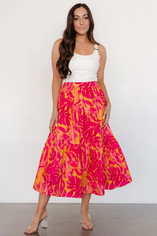 Luana Tiered Skirt | Orange + Fuchsia