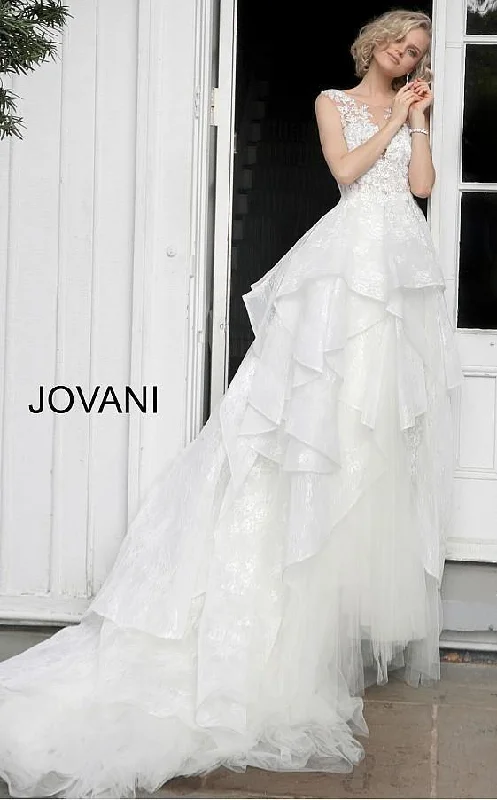 Jovani 68165 Long Floral Embroidered Wedding Dress JB